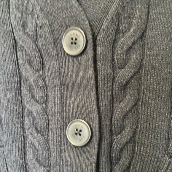 NWOT Tommy Hilfiger Navy Blue Cable Knit Cardigan with Green Accents - Picture 6 of 8